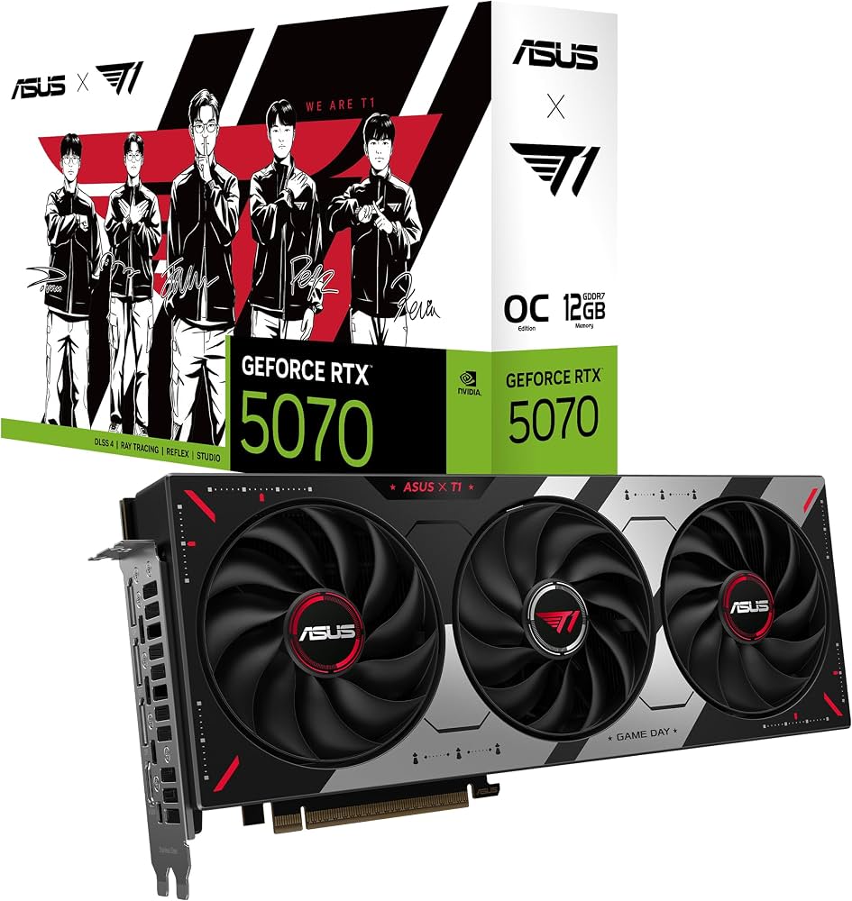 SCHEDA VIDEO PCI-EXPRESS ASUS T1 RTX 5070 OC EDITION, MEMORIA 12GB GDDR7, BUS 192 BIT, 3XDISPLAY PORTS E 1XHDMI